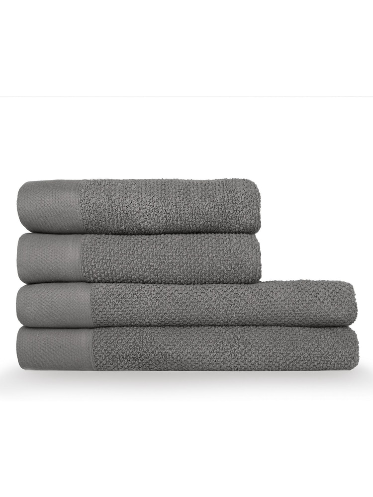 furn. 4 Piece Cool Grey Textured 100% Cotton Bale Towels - Image 1 of 4
