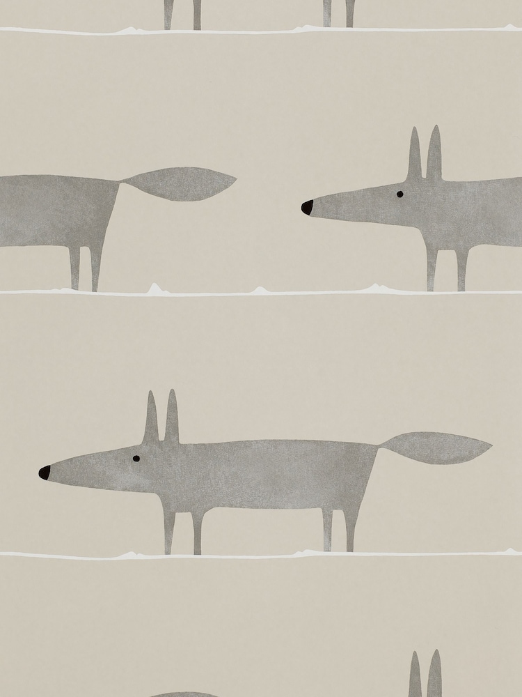 Scion Silver Mr Fox Wallpaper Sample Wallpaper - Image 1 of 1