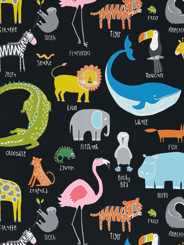 Scion Black Animal Magic Children's Wallpaper - Image 1 of 1