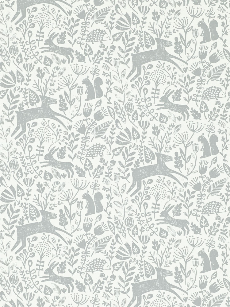 Scion Pewter Grey Kelda Wallpaper Sample Wallpaper - Image 1 of 1