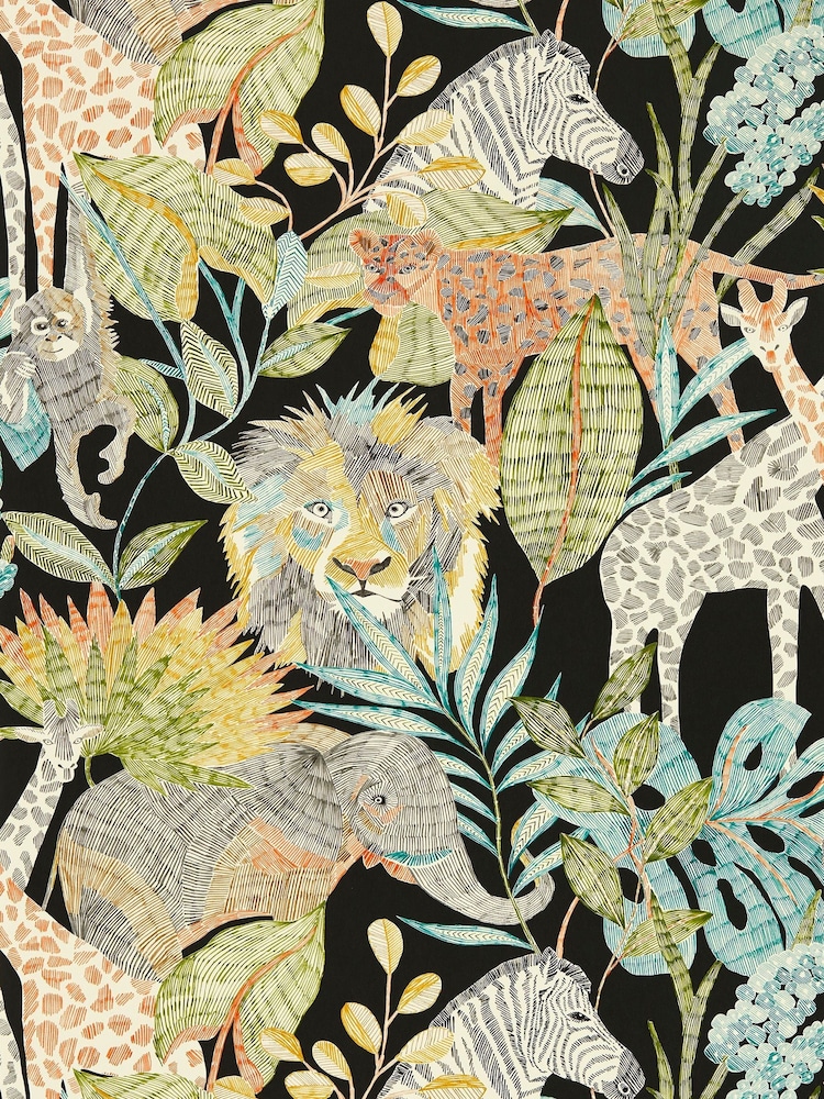 Harlequin Green Into The Wild Childrens Wallpaper Sample - Image 1 of 1
