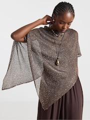 Simply Be Brown Slouchy Knitted Poncho - Image 1 of 4