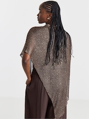 Simply Be Brown Slouchy Knitted Poncho - Image 2 of 4