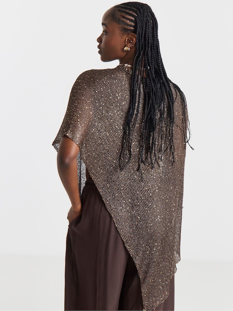 Simply Be Brown Slouchy Knitted Poncho - Image 2 of 4 Simply Be Brown Slouchy Knitted Poncho - Image 2 of 4