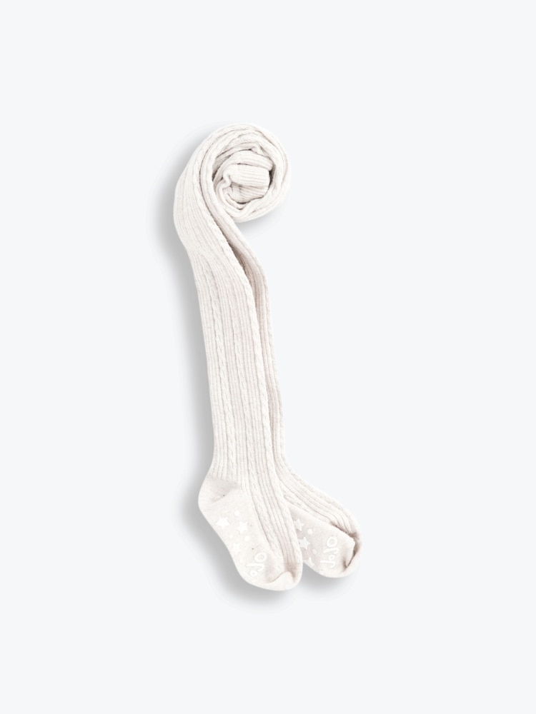 JoJo Maman Bébé Cream Cotton Rich Cable Tights - Image 1 of 1