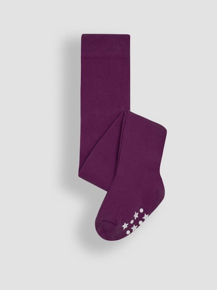 JoJo Maman Bébé Plum Cotton Rich Plain Tights - Image 1 of 3