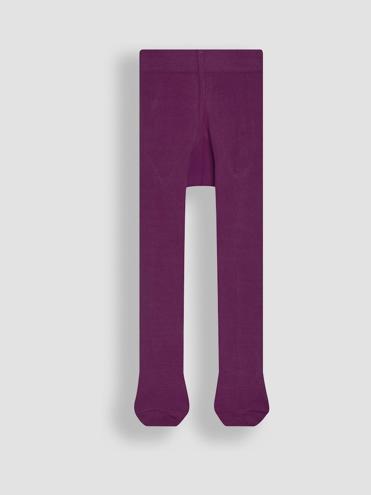 JoJo Maman Bébé Plum Cotton Rich Plain Tights - Image 2 of 3