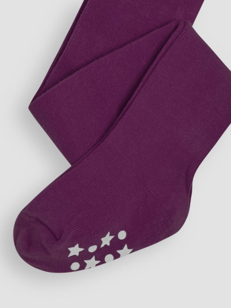 JoJo Maman Bébé Plum Cotton Rich Plain Tights - Image 3 of 3 JoJo Maman Bébé Plum Cotton Rich Plain Tights - Image 3 of 3