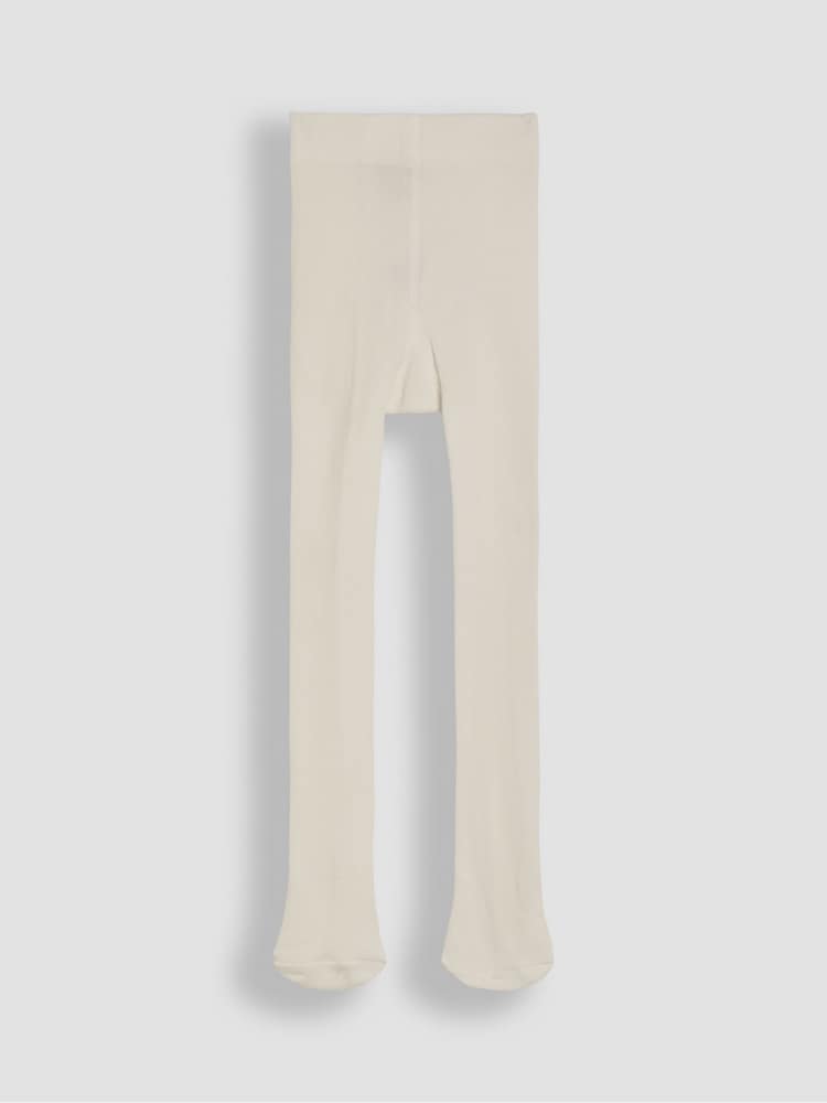JoJo Maman Bébé Cream Cotton Rich Plain Tights - Image 2 of 3