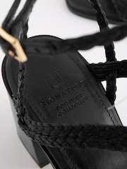 Schwarz - Signature Ledersandalen mit Flechtriemen und Blockabsatz - Bild 5 von 5
