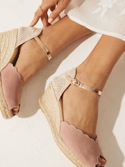 Nude Scallop Peep Toe Wedges - Image 7 of 7