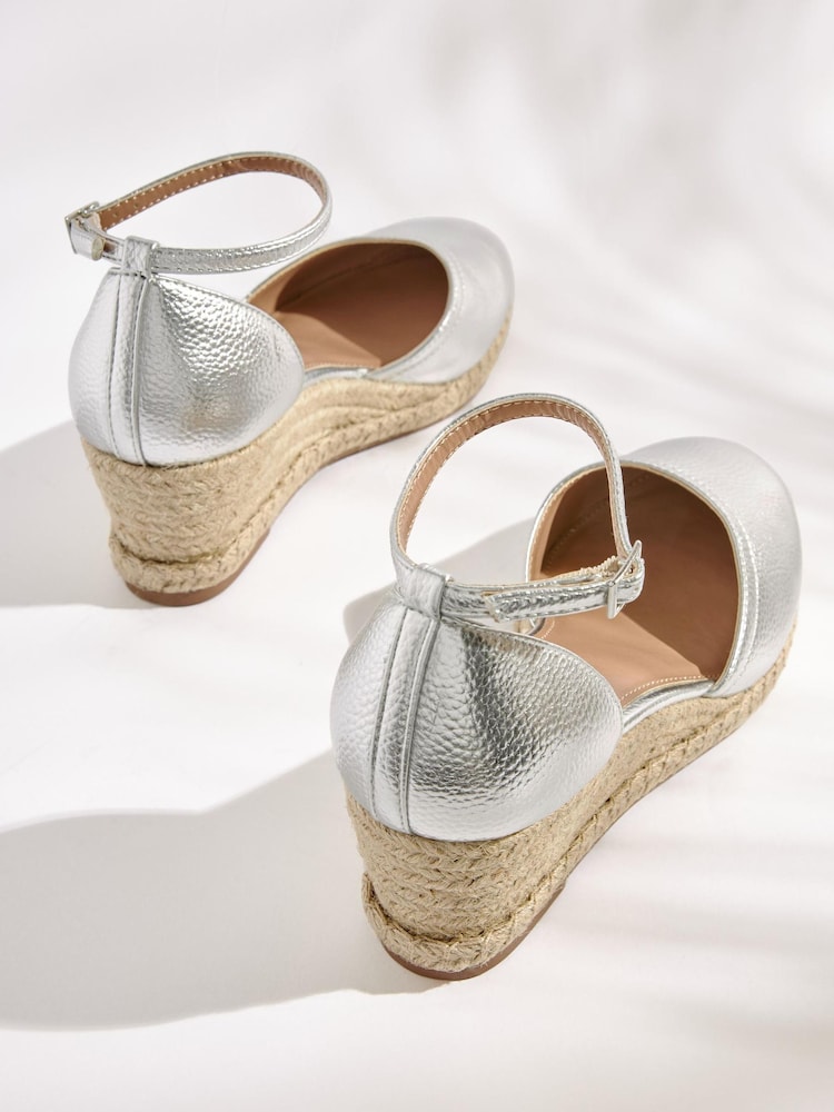 Silver Regular/Wide Fit Forever Comfort® Closed Toe Wedges - Image 4 of 7