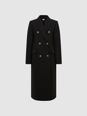 Reiss Black Darla Longline Double Breasted Formal Coat - Image 2 of 7