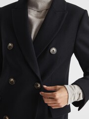 Reiss Black Darla Longline Double Breasted Formal Coat - Image 7 of 7