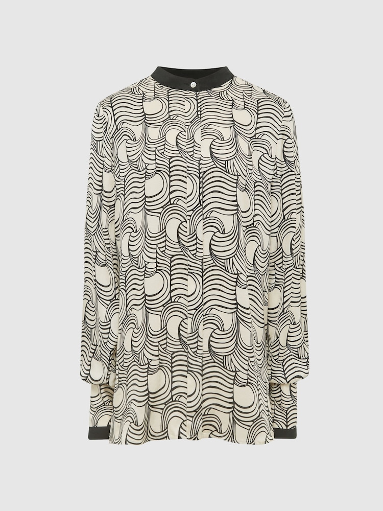 Reiss Cream/Black Jess Swirl Print Shirt Blouse - Image 2 of 7