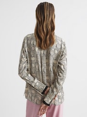 Reiss Cream/Black Jess Swirl Print Shirt Blouse - Image 5 of 7