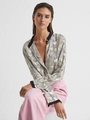 Reiss Cream/Black Jess Swirl Print Shirt Blouse - Image 7 of 7