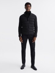 Reiss Black Colby Quilted Knitted Hybrid Jacket - Image 3 of 8
