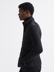 Reiss Black Colby Quilted Knitted Hybrid Jacket - Image 6 of 8