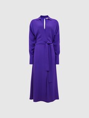 Reiss Purple Cecily Petite Wrap Shirt Midi Dress - Image 2 of 8