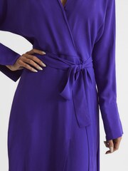 Reiss Purple Cecily Petite Wrap Shirt Midi Dress - Image 7 of 8