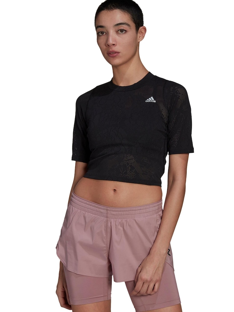 adidas Black Run Fast Lace T-Shirt - Image 1 of 7