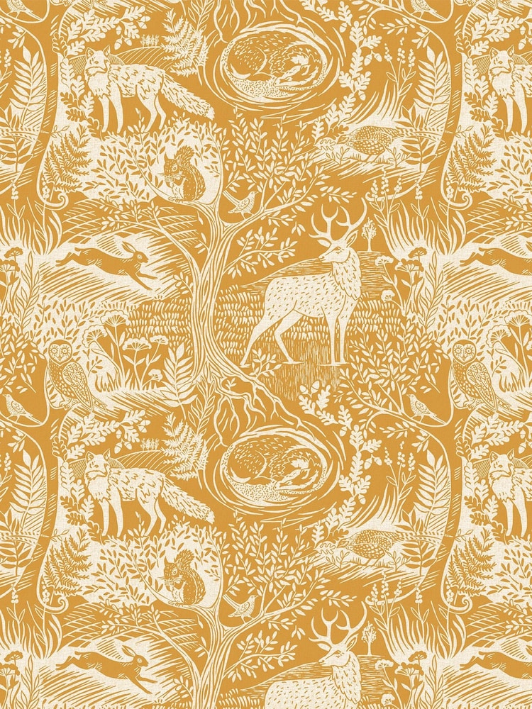 furn. Yellow Winter Woods Animal Wallpaper - Image 1 of 1