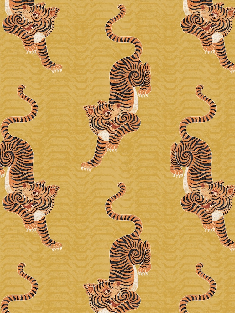 furn. Yellow Tiger Print Wallpaper - Image 1 of 1
