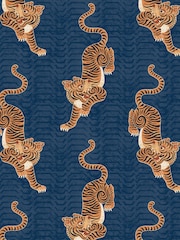 furn. Blue Tiger Print Wallpaper - Image 1 of 1