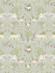 furn. Sage Green Serengeti Animals Wallpaper - Image 1 of 1