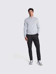 MOSS Light Grey Merino Blend Quarter Zip Jumper - Image 2 of 4