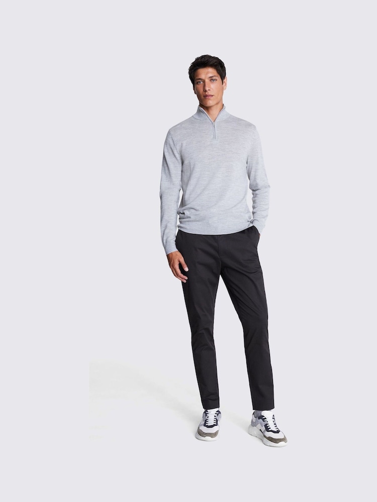 MOSS Light Grey Merino Blend Quarter Zip Jumper - Image 2 of 4