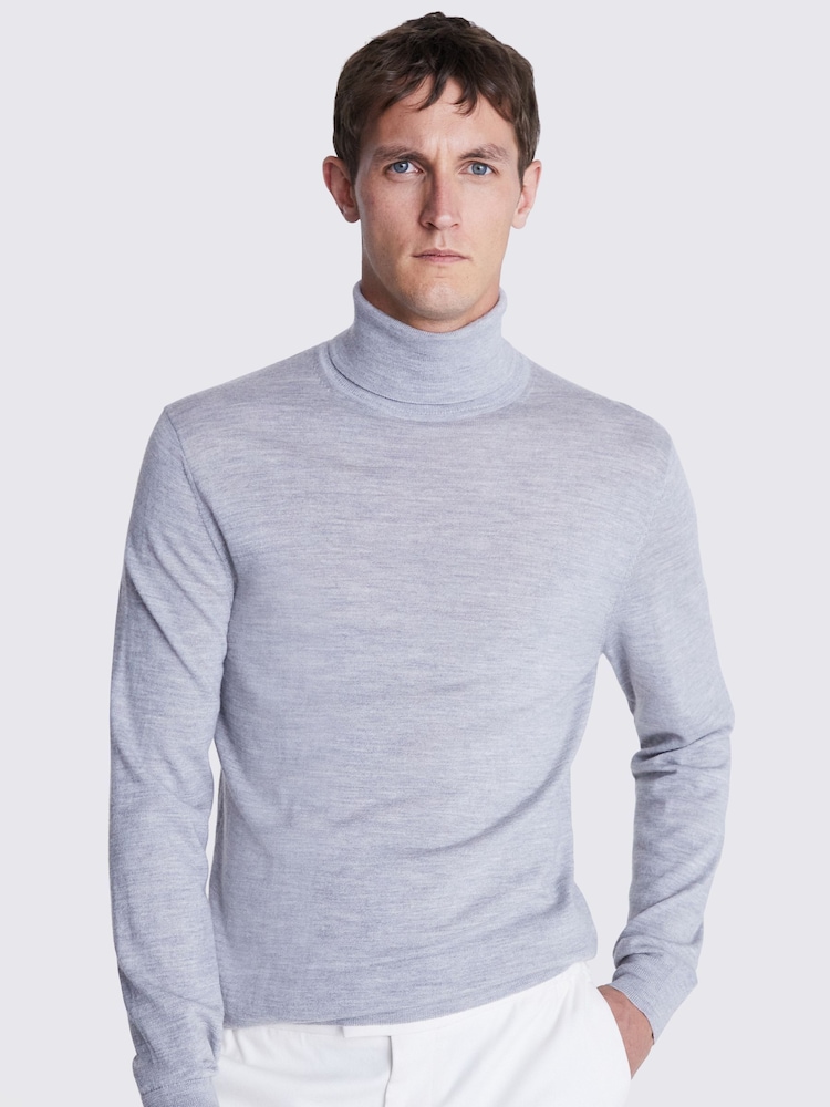 Grau - MOSS – Rollkragenpullover aus Merinomischung - Bild 1 von 5
