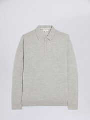 MOSS Grey Merino Blend Quarter Zip Polo Shirt - Image 4 of 5