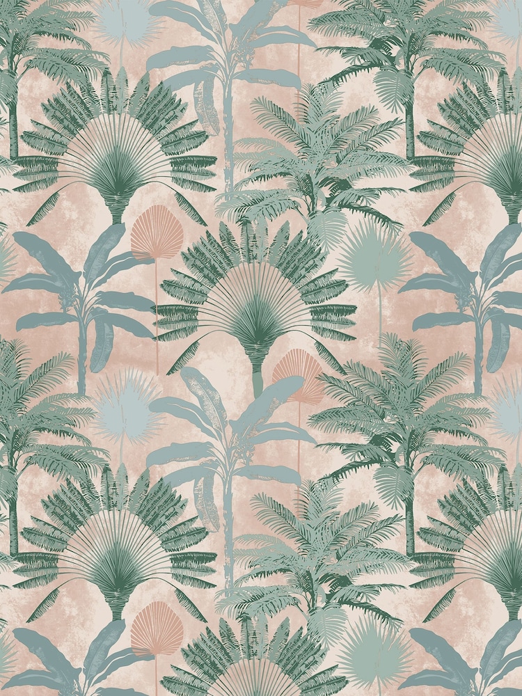furn. Pink Malaysian Palm Tropical Wallpaper Sample - Image 1 of 1
