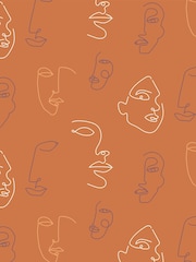 furn. Orange Kindred Abstract Faces Wallpaper - Image 1 of 1