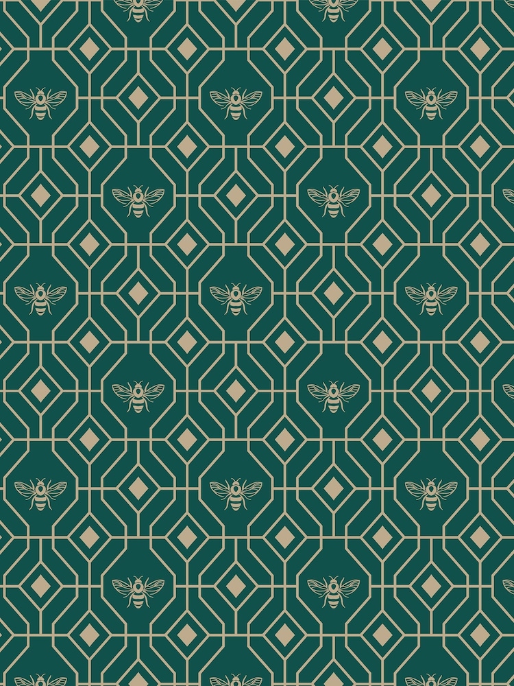 furn. Green Bee Deco Geometric Foiled Wallpaper - Image 1 of 1