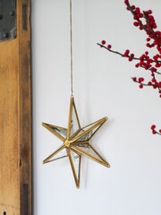 Ivyline Brass Antique Brass Hanging Mercury Glass Star - Image 1 of 4