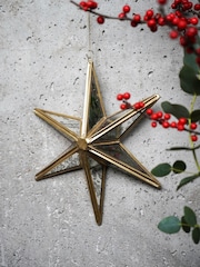Ivyline Brass Antique Brass Hanging Mercury Glass Star - Image 3 of 4