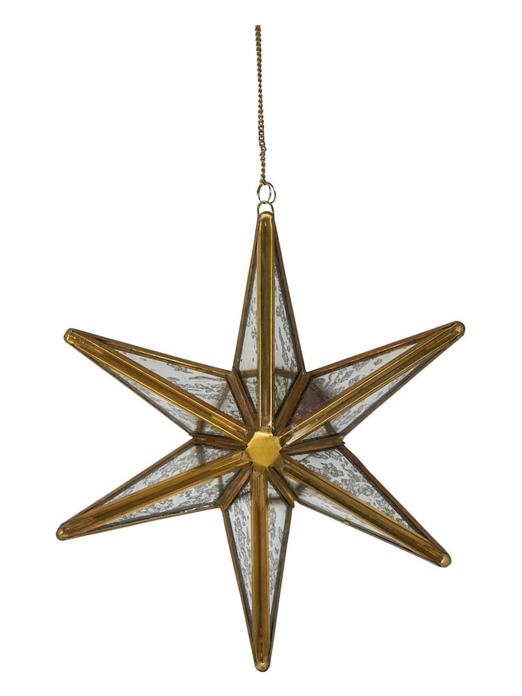 Ivyline Brass Antique Brass Hanging Mercury Glass Star - Image 4 of 4