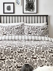 furn. Black Coal Skandi Woodland Brushed Winter Stag 100% Cotton Reversible Duvet Cover and Pillowcase Set - Image 1 of 3