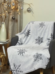 furn. Silver Snowflake Throw - Image 2 of 5