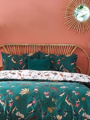 furn. Juniper Green Wildlings Tropical Reversible Duvet Cover and Pillowcase Set - Image 1 of 3