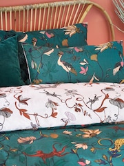 furn. Juniper Green Wildlings Tropical Reversible Duvet Cover and Pillowcase Set - Image 2 of 3