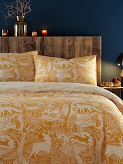 furn. Yellow Winter Woods Animal Reversible Christmas Duvet Cover and Pillowcase Set - Image 2 of 4