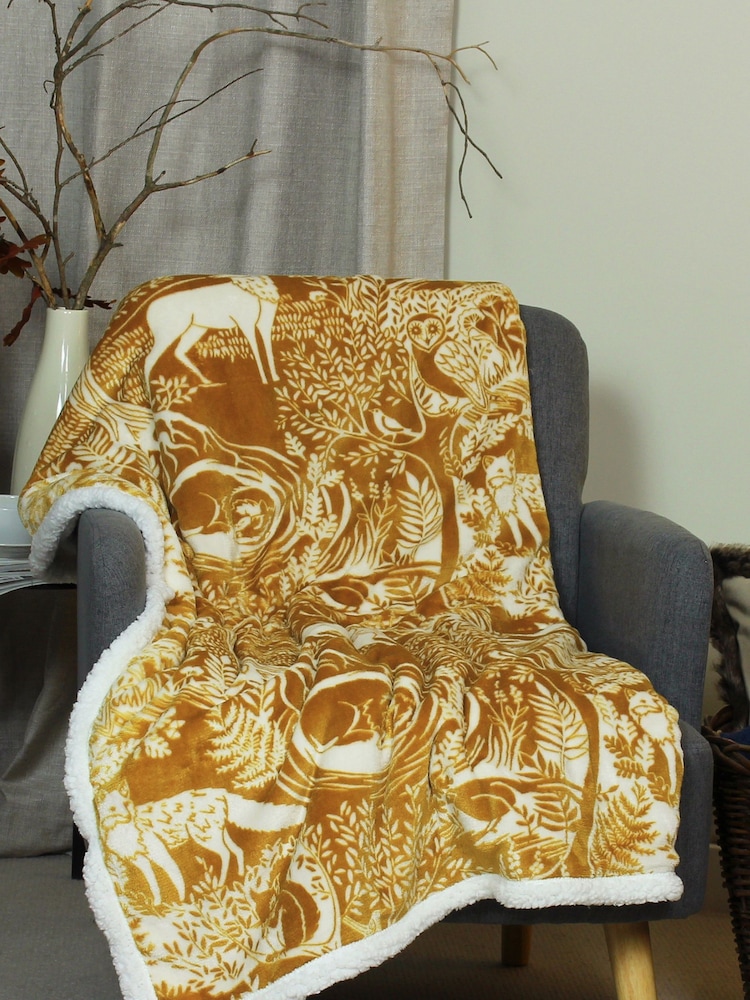 furn. Yellow Winter Woods Christmas Throw - Image 1 of 5
