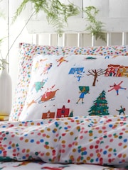 furn. White Christmas Together Festive Reversible Duvet Cover and Pillowcase Set - Image 2 of 4