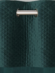 Bottle Green Velvet Quilted Hamilton Top Panel Eyelet Blackout/Thermal Curtains - Image 5 of 7