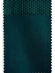 Bottle Green Velvet Quilted Hamilton Top Panel Eyelet Blackout/Thermal Curtains - Image 6 of 7