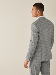 Grey/Brown Slim Fit Check Suit: Jacket - Image 5 of 9